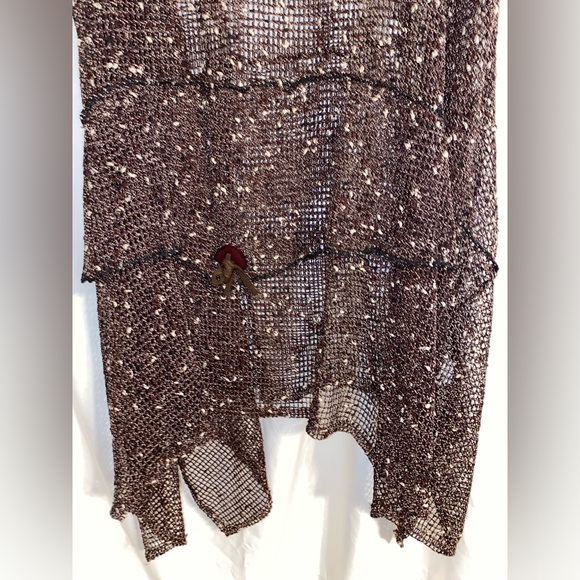 Magna Fashion Brown Crème Mesh Fishnet Slip On Style Overdress Sz 4x (26-28) - Picture 6 of 7